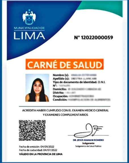 carnet sanidad lima|Obtener carnet de sanidad